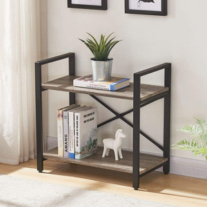 Librería de Madera de Diseño Industrial Moderno <span class=keywords><strong>Chicon</strong></span> de 2 Niveles con Estructura de Hierro y Escalera para Almacenamiento en la Sala de Estar - Product Image 1