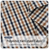 Tissu en sergé de polyester à carreaux 110 GSM, tissu à carreaux tissé pour veste, doublure de trench-coat