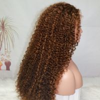 Peluca de Cabello Humano Remy SDD 13x4 con Frente de Encaje HD Transparente, 300% de Densidad, Color con Reflejos, Sin Tratamiento Químico, Rizos Pixie