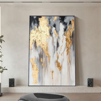 Peinture acrylique artisanale 3D moderne abstraite à impression numérique, écologique, avec feuille d'or, pour salon, hôtel, 100% peinte à la main
