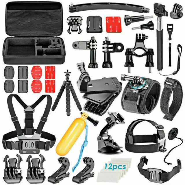 Conjunto acessórios para câmera 50em 1, 50 em 1, kit para gopro hero 6 5 4 3, estojo de transporte, tira no peito, tripé, bolsas