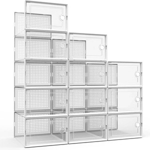 Tùy chỉnh rõ ràng nhựa hộp giày trong suốt Stackable hiển thị nhà hộp lưu trữ - Product Image 1