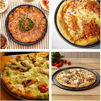 Bandeja para Hornear Pizza Antiadherente de Acero al Carbono, Perforada, Ecológica, de 11 Pulgadas y 1.5 cm de Profundidad, para Accesorios de Cocina