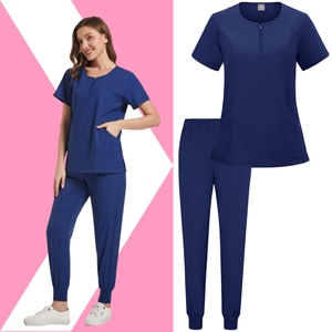 Haute qualité Uniforme infirmière médicale uniforme gommage ensemble femmes et hommes moderne col en v haut et pantalon hôpital vêtements de travail docteur costumes - Product Image 2