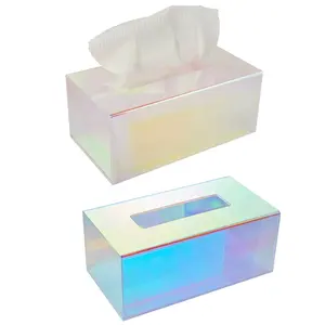 Scatola decorativa in acrilico iridescente scatola di tessuto acrilico iridescente porta scatola di tessuto Dispenser per tovaglioli