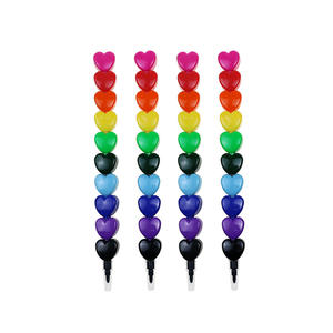 BECOL Set di Pastelli a Forma di <span class=keywords><strong>Cuore</strong></span> Creativi e Carini, Multicolore, Staccabili, Blocchi da Costruzione in Plastica per Bambini - Product Image 1