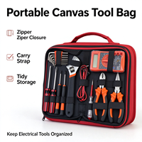 Kit d'outils à main pour électricien de 18 pièces avec multimètre numérique, sac en toile, ensemble d'outils de réparation sans perceuse électrique