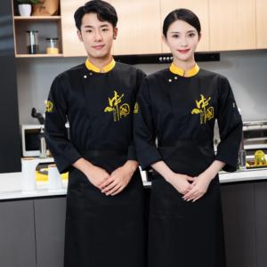 Seco absorbente de sudor a prueba de aceite de manga larga estilo chino ropa blanca vestido uniforme para Chia tienda de comida uniforme de <span class=keywords><strong>Chef</strong></span> italiano - Product Image 4