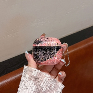 Estuche para Auriculares Pro de Tercera Generación con Diseño Floral Luminoso y Brillante, Compatible con <span class=keywords><strong>AirPods</strong></span> 4, Base Negra con Diseño de Arena Movediza - Product Image 3