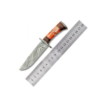Couteau de chasse LEGACY BLADES en acier Damas, lame fixe, manche en bois naturel, qualité industrielle, OEM, pointe tombante, garantie 3 ans - Product Image 1