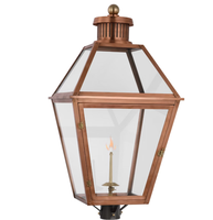Lanterne de poteau extérieure en cuivre faite à la main avec verre transparent, style vintage, résistante à la rouille, étanche, à gaz, pour jardin, cour, villa