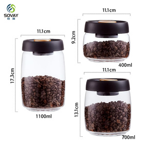 Recipientes de Vidrio Modernos y Personalizables <span class=keywords><strong>Vacare</strong></span> para Café, 400ml 700ml 1100ml, Frascos Sellados al Vacío con Tapa Deslizante, Contenedores para Almacenamiento de Alimentos - Product Image 5