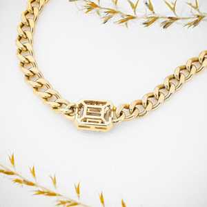 Collar de Oro Amarillo Sólido de 18k con Engaste de Diamantes y Cadena Cubana para Regalo de Boda o Compromiso - Product Image 3