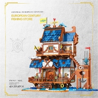Reobrix 66007 Tienda de Pesca de la Ciudad Medieval, Escena Retro, Modelo de Casa, Ladrillos de Plástico, Juguetes de Arquitectura, 2450 Piezas, Sets de Bloques de Construcción