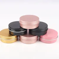 Boîtes en aluminium personnalisées imprimées 2oz, rondes, à filetage, pour pommade, crème, onguent, ornement, boîte de rangement métallique scellée