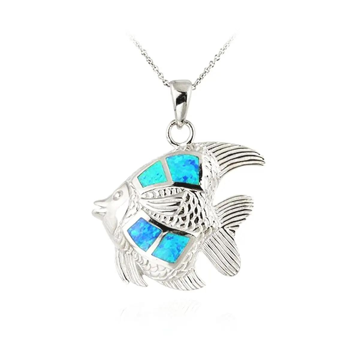 Joya de plata esterlina 925 Outlet Factory Opal Real Gemstone Pendant Blue Opal Fish Pendant Jewelry