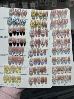 Faux ongles à presser faits main, motif fleur 3D, French Manucure, dégradé nude, forme cercueil longue, réutilisables, personnalisables pour la vente en gros et les salons de beauté