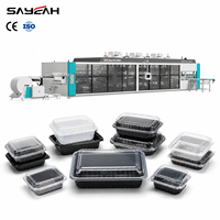 Hoge capaciteit PP PET afhaallocatie voedselcontainer zwarte tray transparant deksel plastic thermoformmachine