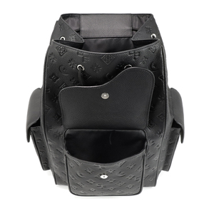Luxury Men's Embossed Pattern PU <b>Leather</b> Waterproof Business <b>Backpack</b> <b>Large</b> Capacity Drawstring Flap Travel Bag - Product Image 5