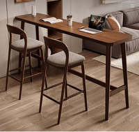 Chaise de bar haute en bois massif et tissu, style nordique, moderne et simple, pour usage commercial et domestique, fauteuil de réception, stable, pour extérieur, hôtel et salle à manger