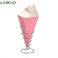 Cono de Papel Recubierto Ecológico, Materiales Reciclados para Pollo Frito, Pizza, Papas Fritas