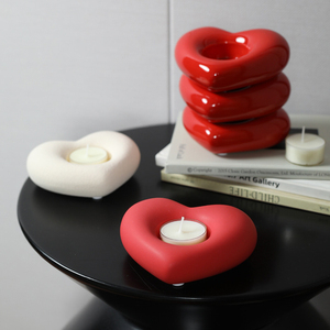 Bougeoir en céramique Cœur d'amour <span class=keywords><strong>moderne</strong></span>, joli porte-bougie chauffe-plat en porcelaine pour mariage et décoration intérieure - Product Image 2