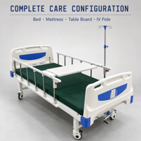 Lit médical pratique à 1 fonction avec tête et pieds en ABS, sommier à lattes ventilé et revêtement antibactérien pour hôpital et clinique