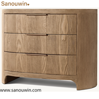 Table de chevet moderne du milieu du siècle en bois massif avec 3 tiroirs à fermeture douce, finition texturée mate, table de rangement pour chambre à coucher