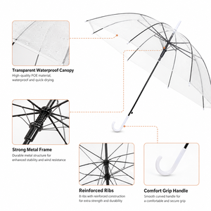 Parapluie transparent automatique pour le soleil et la pluie, double usage, long manche, avec logo personnalisé, cadeaux promotionnels et événements - Product Image 4