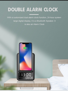 Hộp Đóng Gói OEM Và AUX-IN LOGO Đồng Hồ Báo Thức Loa Không Dây Có Bộ Sạc Không Dây - Product Image 6