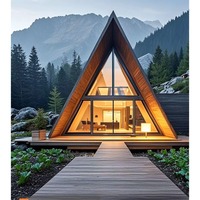 Cabane triangulaire portable d'extérieur, maison préfabriquée en bois moderne et mobile pour jardin, camping, glamping, appartement et bureau