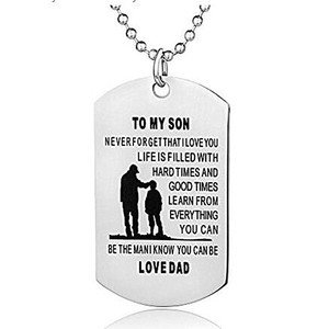 New Arrival Fashion Hot Sale Custom Stainless Steel Engrave Daughter <strong>Son</strong> Necklace <strong>From</strong> <strong>Mother</strong> Father <strong>Gift</strong> - Product Image 1