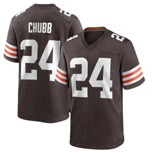 Nouveau maillot de football américain à col en V imprimé numériquement haute densité 100% polyester style Cleveland # 2 Sanders # 24 Chubb Unisexe - Product Image 4