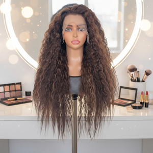 วิกผมลูกไม้แ<span class=keywords><strong>บ</strong></span><span class=keywords><strong>บ</strong></span>แอฟริกัน 13x4  ลูกไม้โปร่งใส ไม่ต้องใช้กาว  ใย<span class=keywords><strong>ผม</strong></span>ทนความร้อนสูง  ความหนาแน่น 180%  ตาข่าย<span class=keywords><strong>สี</strong></span>ชมพู  หมวกตาข่ายแบ<span class=keywords><strong>บ</strong></span>โรส  <span class=keywords><strong>สี</strong></span>เปียโน - Product Image 1