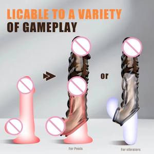 Venta al por mayor claro punto G condón consolador vibrador adultos juguetes sexuales masturbación estimulación pene mangas - Product Image 5