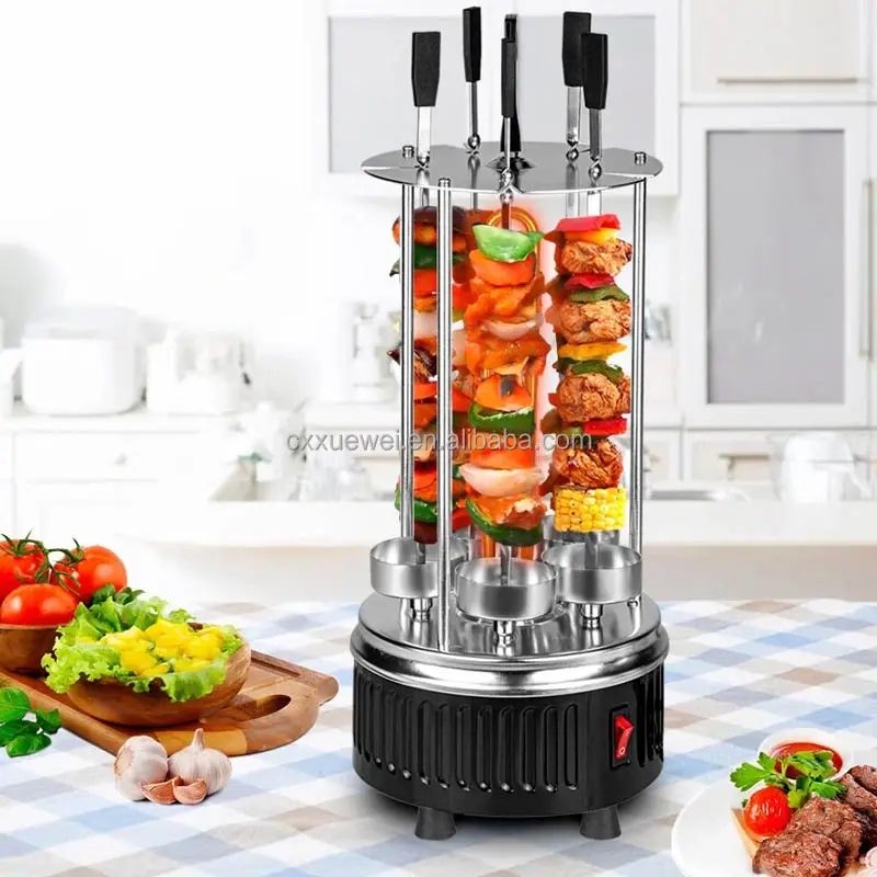 Countertop 1000W Vertical Rotisserie Toaster Oven Cooker w/ Skewer Grill Rack & Drip Pan for Electric Multi Function Cooking