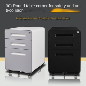 Mobiletto Archivio Inferiore per Scrivania con Tre Cassetti Ignifugo Armadietto Mobile in Ferro con Serratura Design Moderno e Semplice - Product Image 3