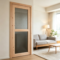 Simple Zen Style Solid Fir Timber Screen Door Breathable Solid Wood Door for Leisure Indoor Space