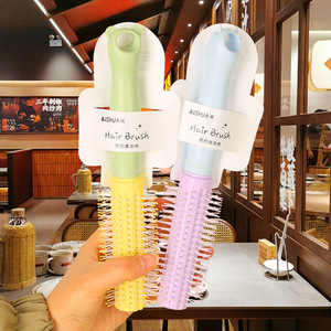 Brosse à cheveux ronde colorée en nylon pour boucler, lisser et coiffer les franges, en forme de poire, pour boucles vers l'intérieur - Product Image 2