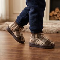 Bottes d'hiver à carreaux personnalisables pour enfants, doublure polaire chaude, chaussures confortables pour tout-petits de 1 à 4 ans