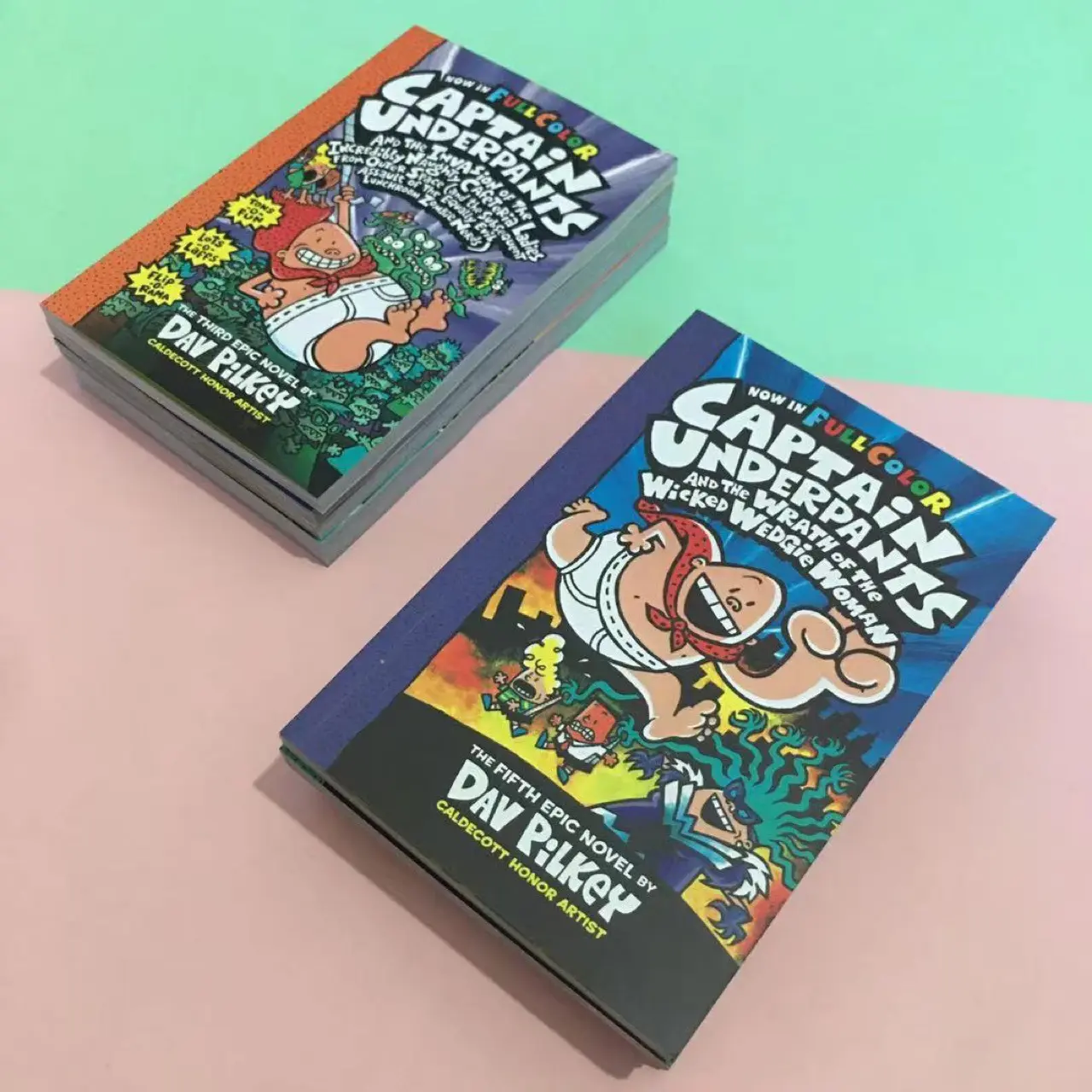 New Arrived 12 pcs/set Captain Underpants Full Color Smooth Paper Comic Dav Pilkey Picture Comic Books for Kids