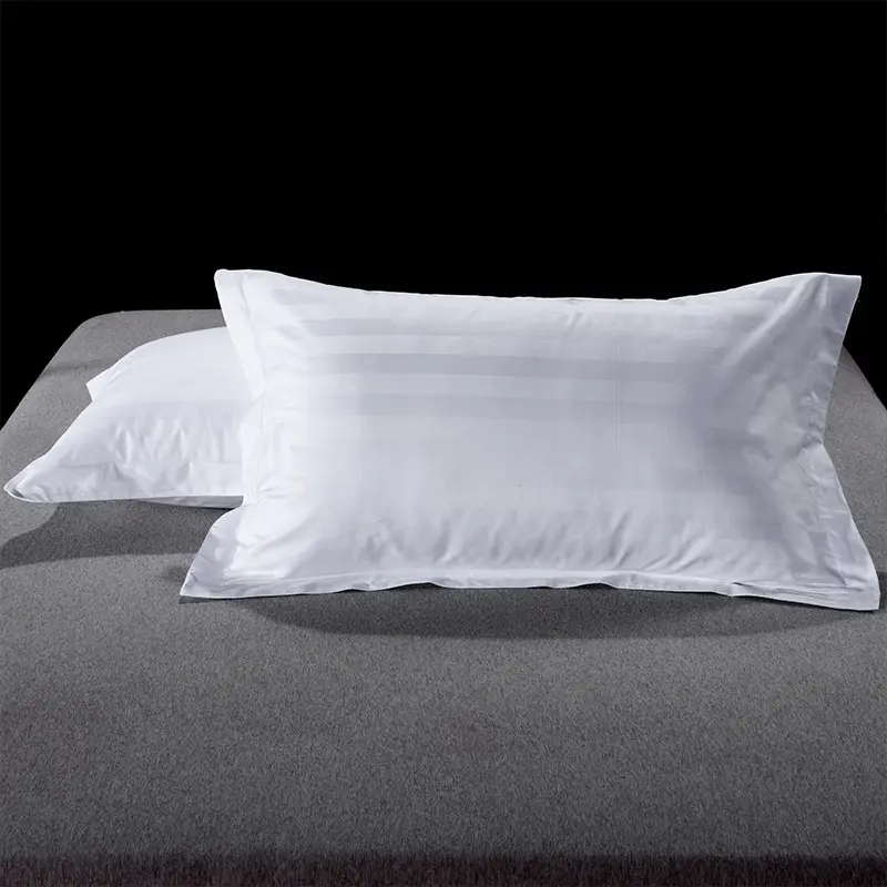 Roupa de hotel luxuosa, lençol plano liso branco, fita de cetim para cobrir edredom