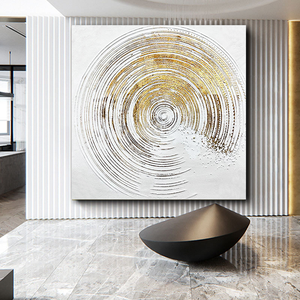 <span class=keywords><strong>Peinture</strong></span> à l'huile <span class=keywords><strong>abstraite</strong></span> dorée en spirale, faite à la main, encadrée, prête à accrocher pour la décoration intérieure - Ventes flash - Product Image 5