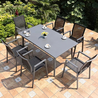 Meubles de jardin, table et chaises de patio, design minimaliste moderne, aluminium imperméable, ensemble de salon mobile pour jardins et terrasses