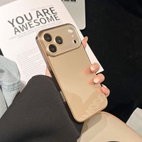 Coque de téléphone rose brillante pour iPhone 18 Pro Max, protection intégrale de l'objectif triple caméra, coque antichoc en verre bleu