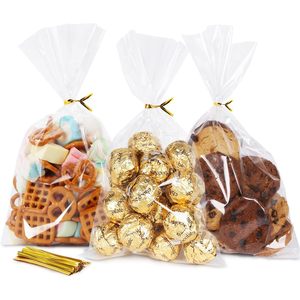 Bolsas de Celofán para Regalos de 6x10 Pulgadas, Bolsas Transparentes con Cierres de Alambre para Galletas, Dulces, Recuerdos de Fiesta de Cumpleaños - Product Image 1