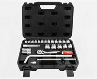 Jeu de clés à douilles ANDUUK en acier au chrome-vanadium forgé, kit de douilles à cliquet robustes pour la réparation automobile, outil de démontage d'écrous et de boulons