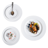 Assiette à steak en porcelaine blanche écologique de 8 pouces, design personnalisé, luxe moderne, compatible lave-vaisselle et micro-ondes, assiettes de table pour