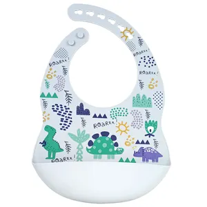 100% BPA Free Silicone Cute Design Baby Bibs Pirnts Easily Clean Comfortable Soft Waterproof BPA Free Silicone For Baby Toddler