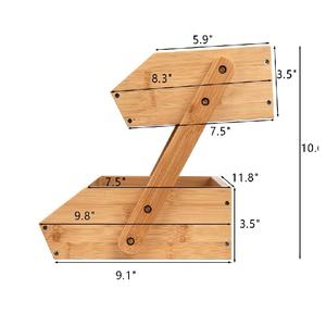 水果商店厨房柜台蔬菜储物架双层水果碗竹水果篮 - Product Image 2